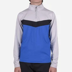 KJUS Midlayers-Boys' Gian Midlayer Half-Zip Bright Blue/Alloy