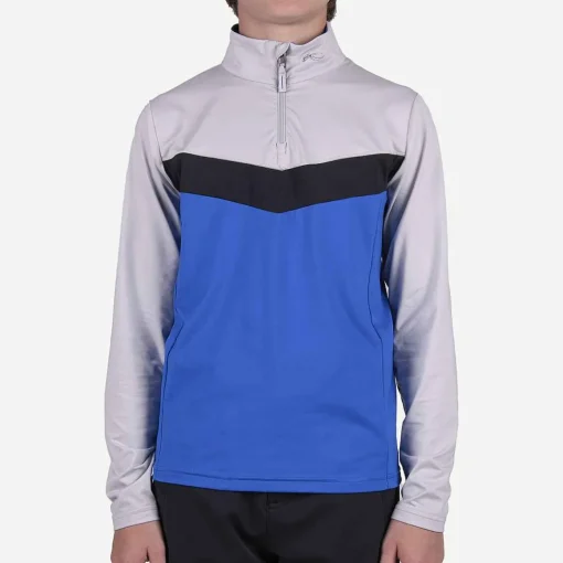 KJUS Midlayers-Boys' Gian Midlayer Half-Zip Bright Blue/Alloy