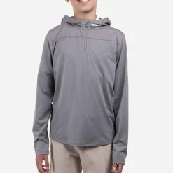 KJUS Midlayers-Boys' Hood Midlayer Half-Zip Pewter