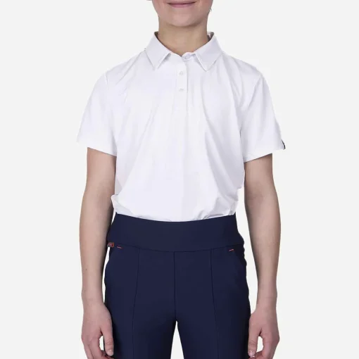 KJUS Polos-Girls' Polo Self Collar S/S White