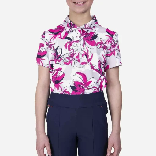 KJUS Polos-Girls' Printed Polo S/S Magenta/Alloy