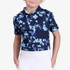 KJUS Polos-Girls' Printed Polo S/S Icy Blue/Atlanta Blue