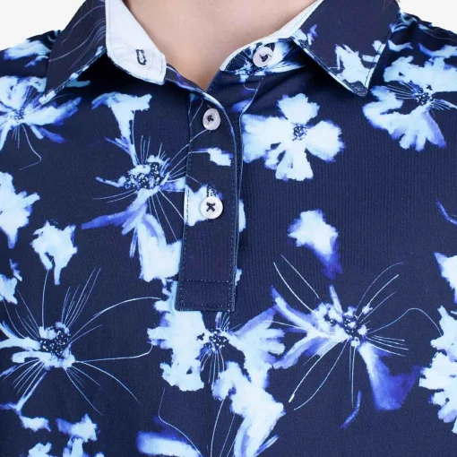KJUS Polos-Girls' Printed Polo S/S Icy Blue/Atlanta Blue
