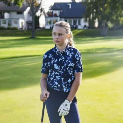 KJUS Polos-Girls' Printed Polo S/S Icy Blue/Atlanta Blue