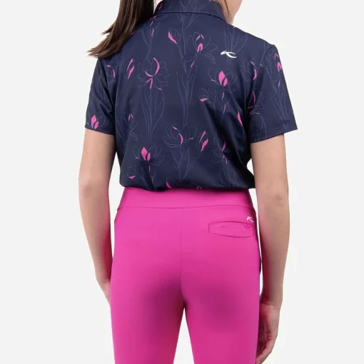 KJUS Polos-Girls' Printed Polo S/S Atlanta Blue/Magenta