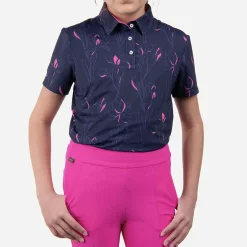 KJUS Polos-Girls' Printed Polo S/S Atlanta Blue/Magenta