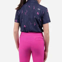 KJUS Polos-Girls' Printed Polo S/S Atlanta Blue/Magenta