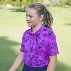KJUS Polos-Girls' Printed Polo S/S Foxglove/Atlanta Blue
