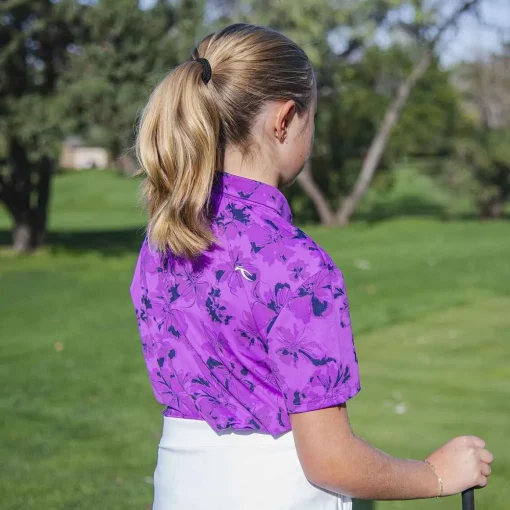 KJUS Polos-Girls' Printed Polo S/S Foxglove/Atlanta Blue