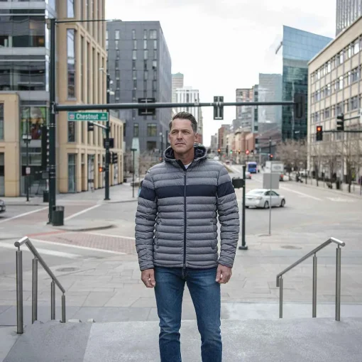 KJUS Jackets & Vests-Men'S Blackcomb Hooded Jacket Steel Grey Melange/Deep Space