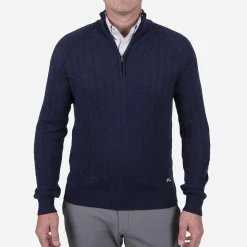 KJUS Midlayers & Sweaters-Men'S Cashmere Luxe Half-Zip Atlanta Blue Melange