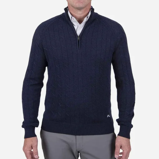 KJUS Midlayers & Sweaters-Men'S Cashmere Luxe Half-Zip Atlanta Blue Melange