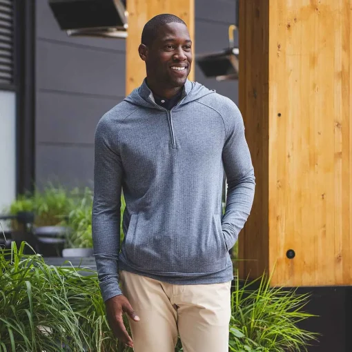 KJUS Midlayers & Sweaters-Men'S Inverness Hoodie Steel Blue/Steel Grey