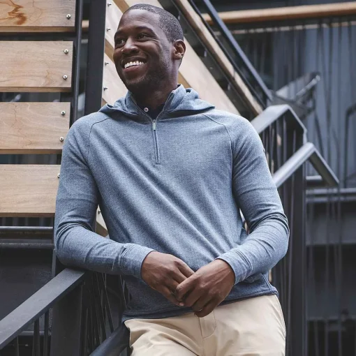 KJUS Midlayers & Sweaters-Men'S Inverness Hoodie Steel Blue/Steel Grey