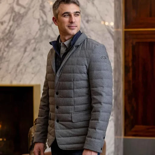 KJUS Jackets & Vests-Men'S Kensington Blazer Jacket Steel Grey/Deep Space