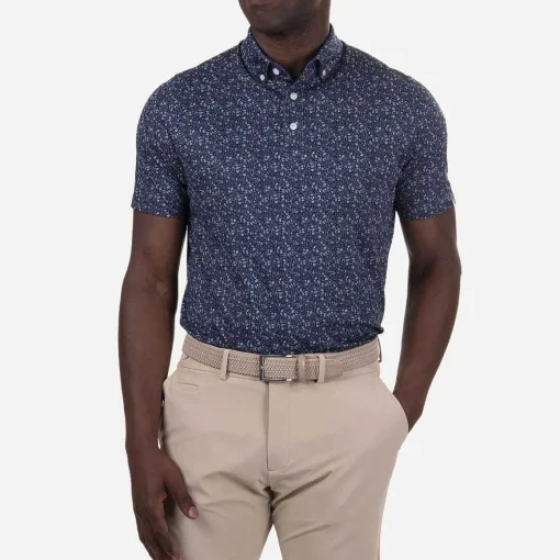KJUS Polos-Men'S Lance Printed Polo S/S Atlanta Blue/Steel Blue