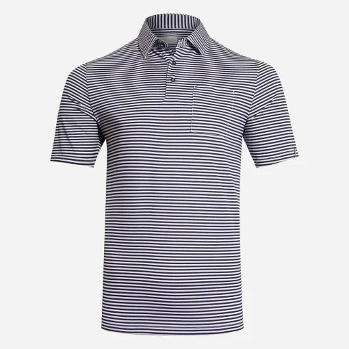 KJUS Polos-Men'S Lee Stripe Polo S/S White/Atlanta Blue