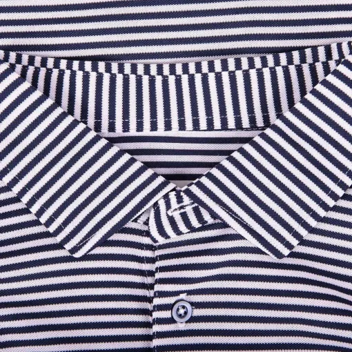 KJUS Polos-Men'S Lee Stripe Polo S/S White/Atlanta Blue