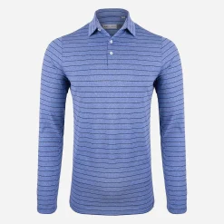 KJUS Polos-Men'S Soren Melange Stripe Polo L/S Bright Blue/Atlanta Blue