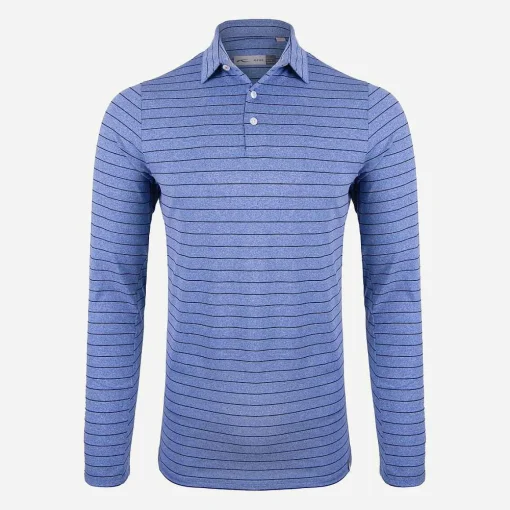 KJUS Polos-Men'S Soren Melange Stripe Polo L/S Bright Blue/Atlanta Blue