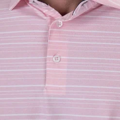 KJUS Polos-Men'S Soren Melange Stripe Polo S/S Pink Salt/White