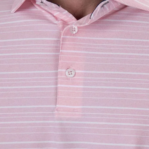 KJUS Polos-Men'S Soren Melange Stripe Polo S/S Pink Salt/White