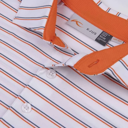 KJUS Polos-Men'S Soren Multi Stripe Polo S/S White/Kjus Orange