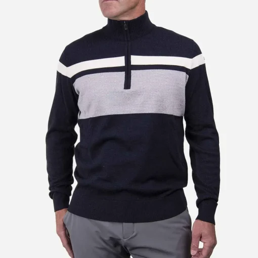 KJUS Midlayers & Sweaters-Men'S Stripe Sweater Half-Zip Deep Space
