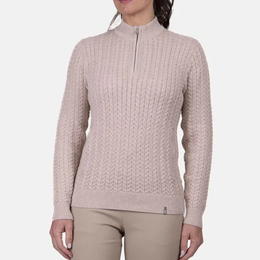 KJUS Midlayers & Sweaters-Women'S Cashmere Luxe Half-Zip Sand/Bone White