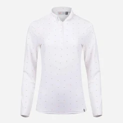 KJUS Polos-Women'S Dana Printed Polo L/S White/Kjus Orange