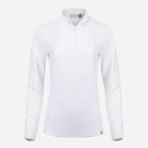 KJUS Polos-Women'S Dana Printed Polo L/S White/Kjus Orange