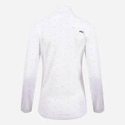 KJUS Polos-Women'S Dana Printed Polo L/S White/Kjus Orange