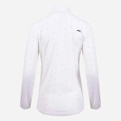 KJUS Polos-Women'S Dana Printed Polo L/S White/Kjus Orange
