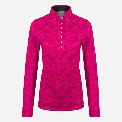 KJUS Polos-Women'S Dana Printed Polo L/S Cranberry