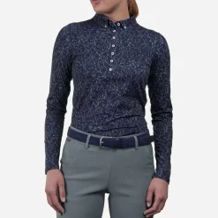KJUS Polos-Women'S Dana Printed Polo L/S Atlanta Blue/Patina
