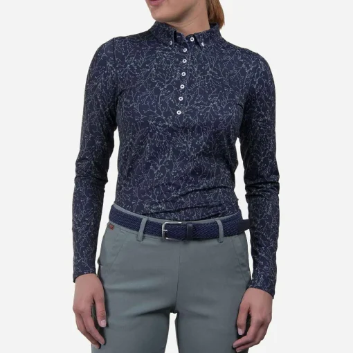 KJUS Polos-Women'S Dana Printed Polo L/S Atlanta Blue/Patina