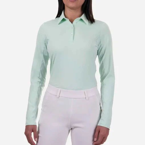 KJUS Polos-Women'S Elena Cooling Polo L/S Cucumber Ice