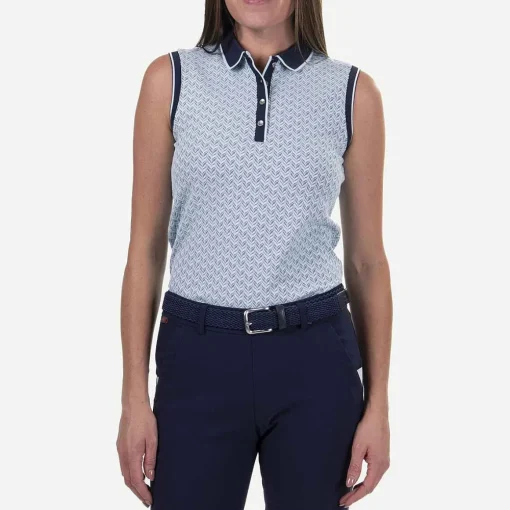 KJUS Polos-Women'S Ella Structure Polo S/L Icy Blue/Atlanta Blue