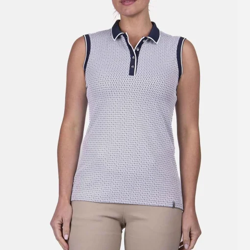 KJUS Polos-Women'S Ella Structure Polo S/L White/Atlanta Blue