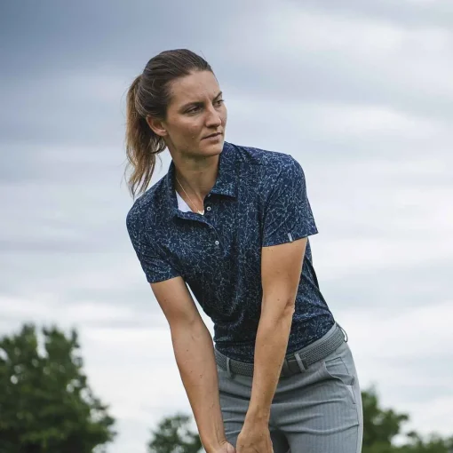 KJUS Polos-Women'S Enya Printed Polo S/S Atlanta Blue/Patina