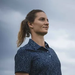 KJUS Polos-Women'S Enya Printed Polo S/S Atlanta Blue/Patina