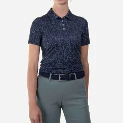 KJUS Polos-Women'S Enya Printed Polo S/S Atlanta Blue/Patina