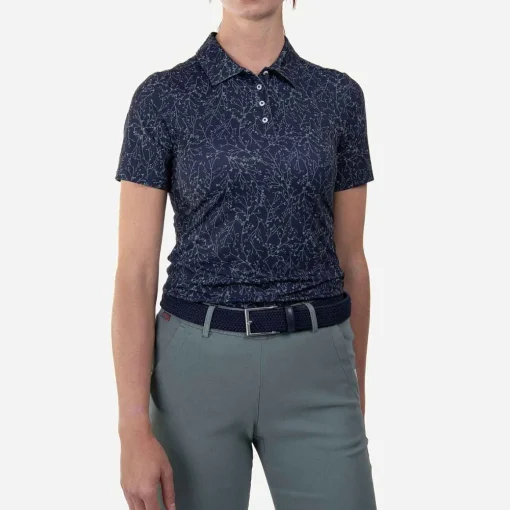 KJUS Polos-Women'S Enya Printed Polo S/S Atlanta Blue/Patina