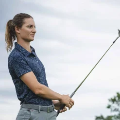 KJUS Polos-Women'S Enya Printed Polo S/S Atlanta Blue/Patina