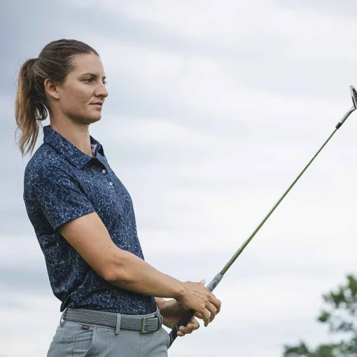 KJUS Polos-Women'S Enya Printed Polo S/S Atlanta Blue/Patina