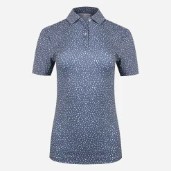 KJUS Polos-Women'S Enya Printed Polo S/S Steel Blue/Bone White