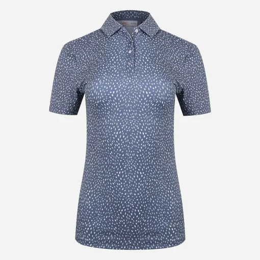 KJUS Polos-Women'S Enya Printed Polo S/S Steel Blue/Bone White