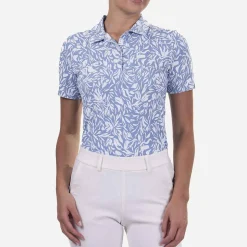 KJUS Polos-Women'S Enya Printed Polo S/S Calm Blue/White