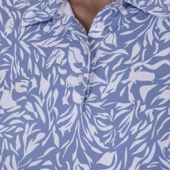 KJUS Polos-Women'S Enya Printed Polo S/S Calm Blue/White