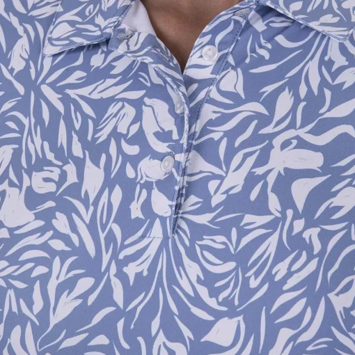 KJUS Polos-Women'S Enya Printed Polo S/S Calm Blue/White